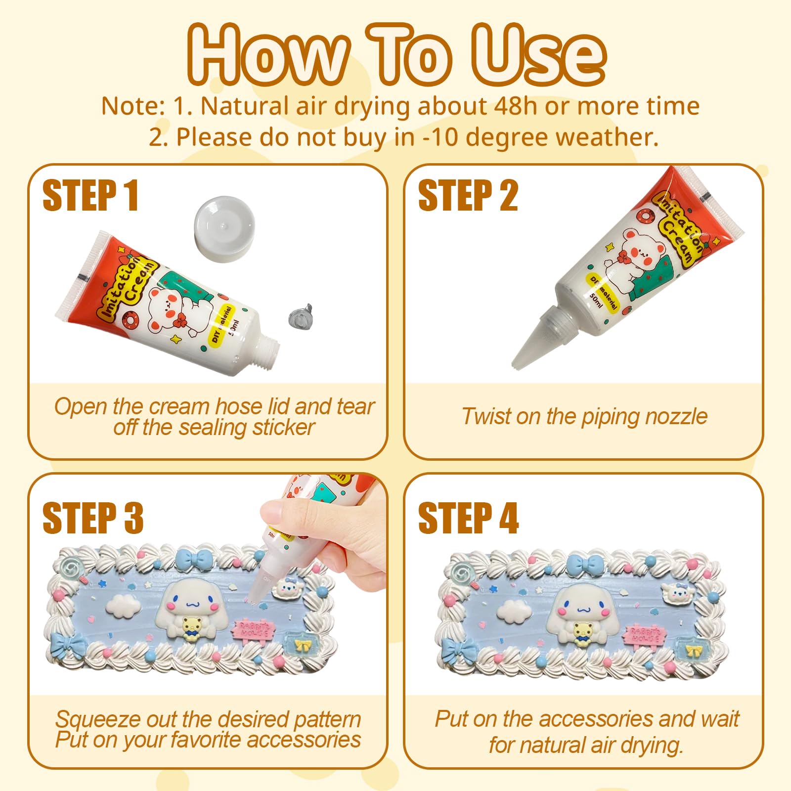 22ml Slagroomlijm Deco Klei lucht drogende simulatie voedselcrème klei lijm gesimuleerde slagroom voor telefoonhoesje gratis tip