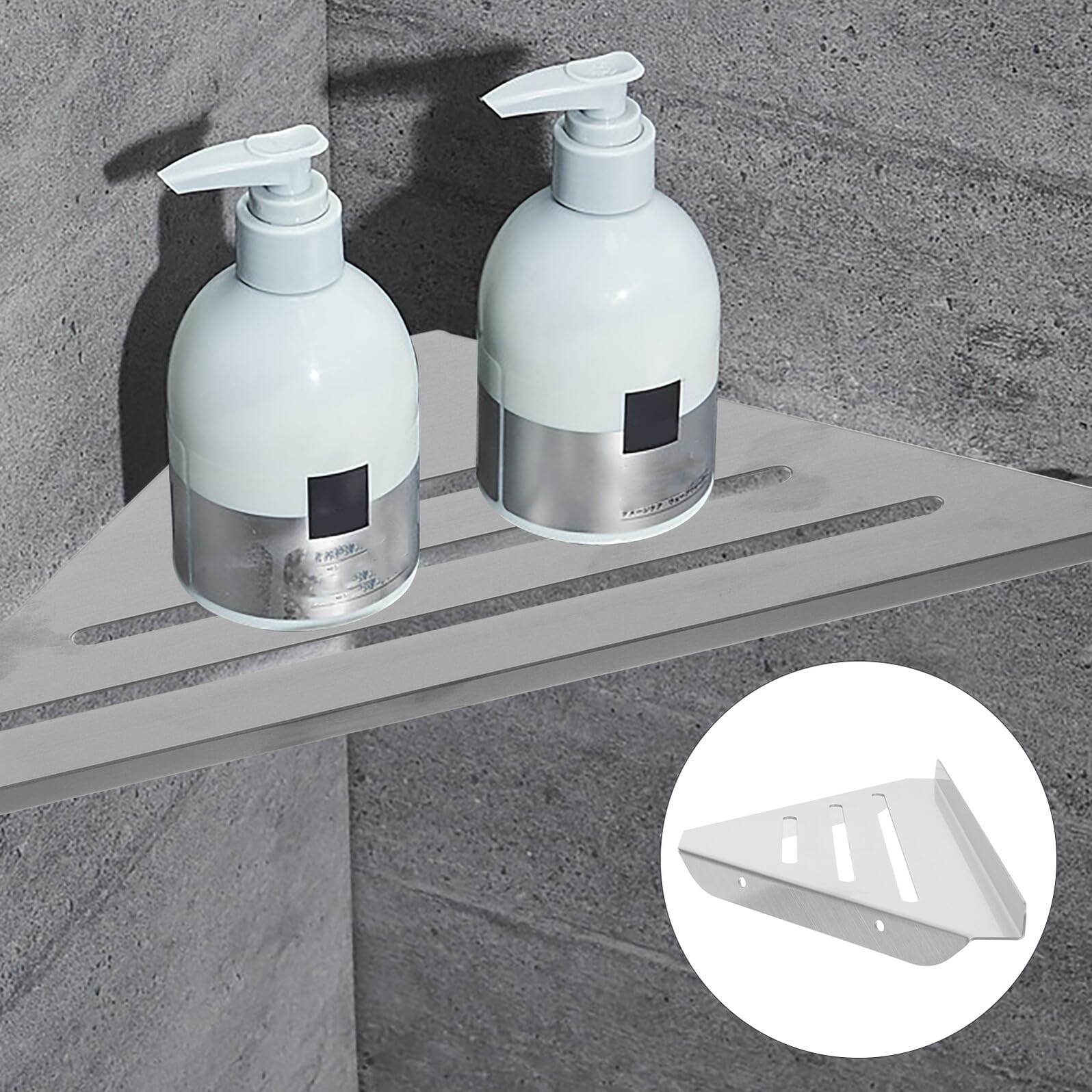 Mensola Angolare Doccia in Acciaio 304 Resistente Scaffale da Parete Senza Foratura per Bagno e Cucina Portaoggetti Angolare con Bordi Sicuri Organizzatore Multiuso per Spazi