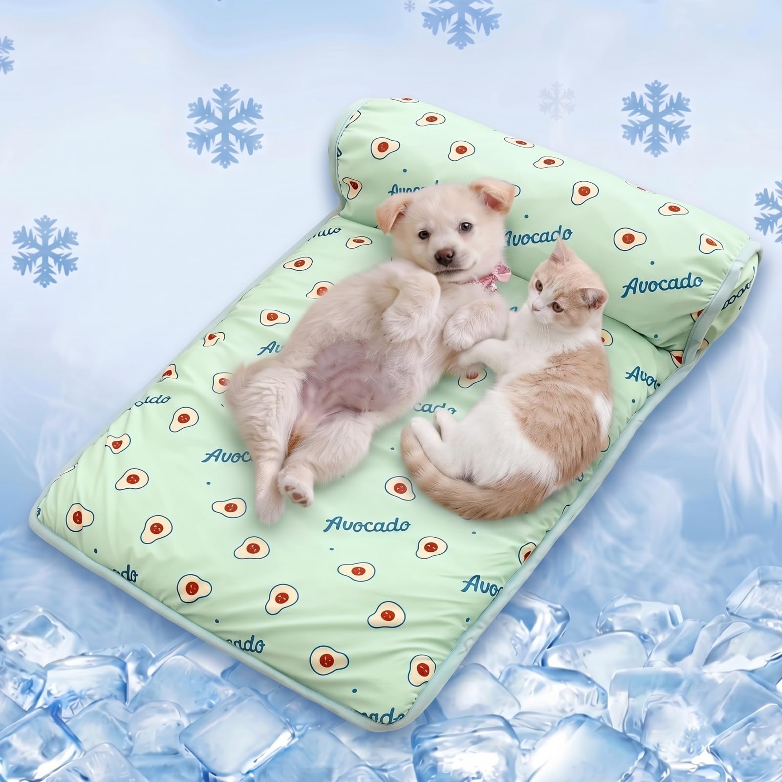 arvento tappetino rinfrescante per gatti, fresco seta ghiaccio M L | tappeto refrigerante cane, materassino auto-raffreddante senza gel fondo antiscivolo lavabile letto estivo traspirante
