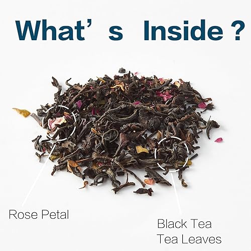 Miniatura 4 de LIXIANGTEA Bolsas de té rosa  Hojas de té negro 100% puras, pétalos de rosa  25 tazas de agua  Hoja suelta en bolsa de té triangular  Bolsa de té de
