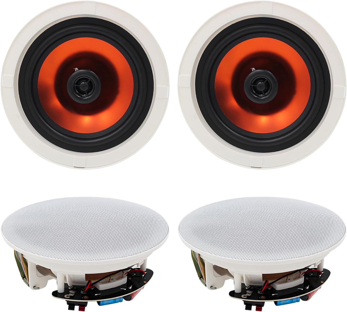 Herdio 4 Inch 480 Watts High Power Ceiling Speakers - Flush Mount, Crisp Sound for Home Theater, Living Room, Office, Kitchen & Covered Patio(2 Paris