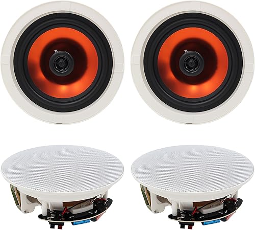 Miniatura 9 de Herdio Altavoces de techo, 6.5 pulgadas, 600 vatios, montaje empotrado, pasivo, con cable para cocina, sala de estar, oficina (4 altavoces)