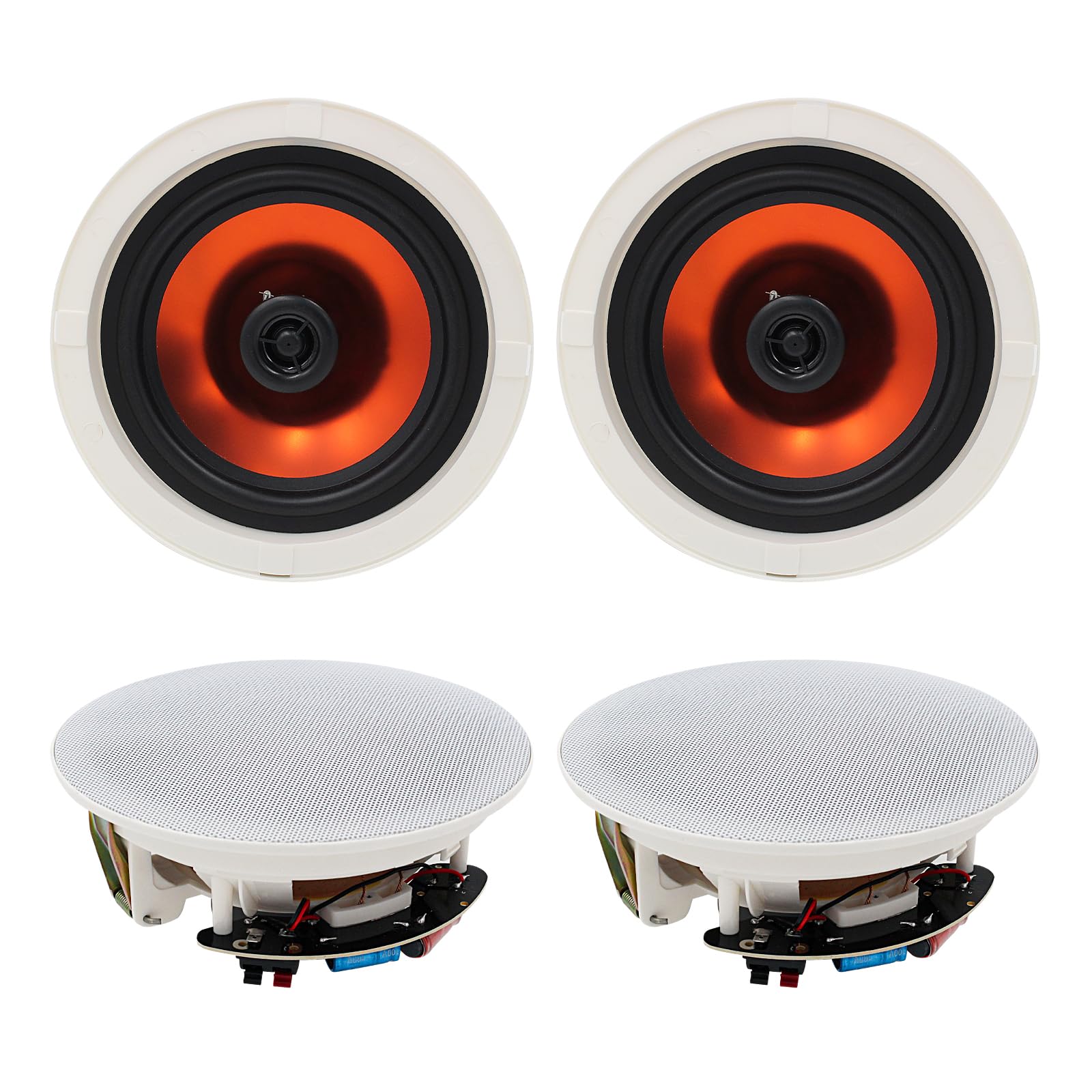 Herdio 8 Pouces Enceinte encastrable Plafond, 800 Watts, Encastré 2 Voies, 20,3 cm, Haut-parleurs de Plafond Parfait pour la Cuisine, Salle de séjour, Porche Couvert (4 Haut-parleurs)