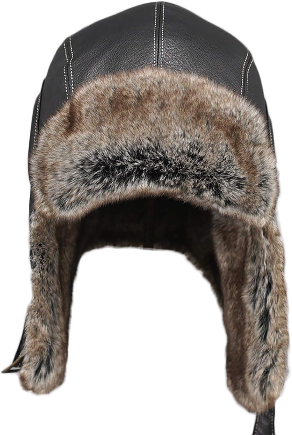Gorros de invierno, Gorro Unisex de aviador, Gorro de piloto de piel sintética, Gorro de invierno(Black-6 7/8-7 1/8cm)