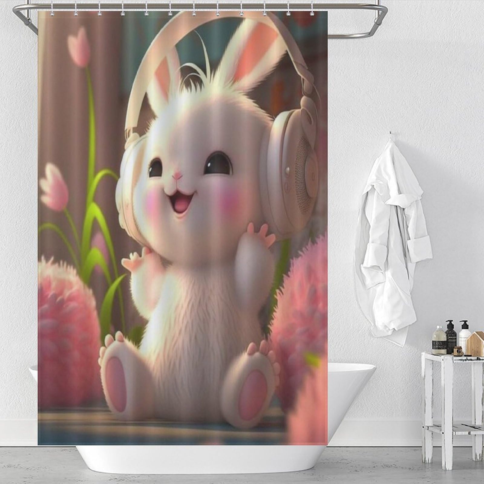 Rideau de douche lavable en machine pour éliminer l'humidité et les corvées