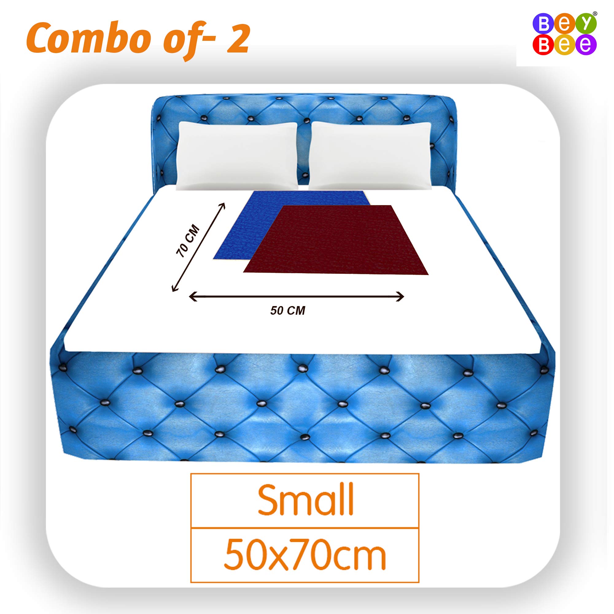 BeyBee® Water Resistant Bed Protector Baby Dry Sheet with Ultra absorbance (RoyalBlue/Maroon) - Image 3 thumbnail
