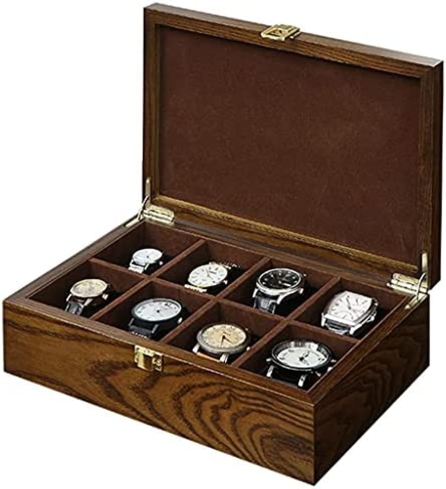 YNBSHGAA 8-Slot Wooden Watch Box Watch Display Cabinet Storage Case Jewelry Storage Box with Lock for Friends,27.8×19×8cm