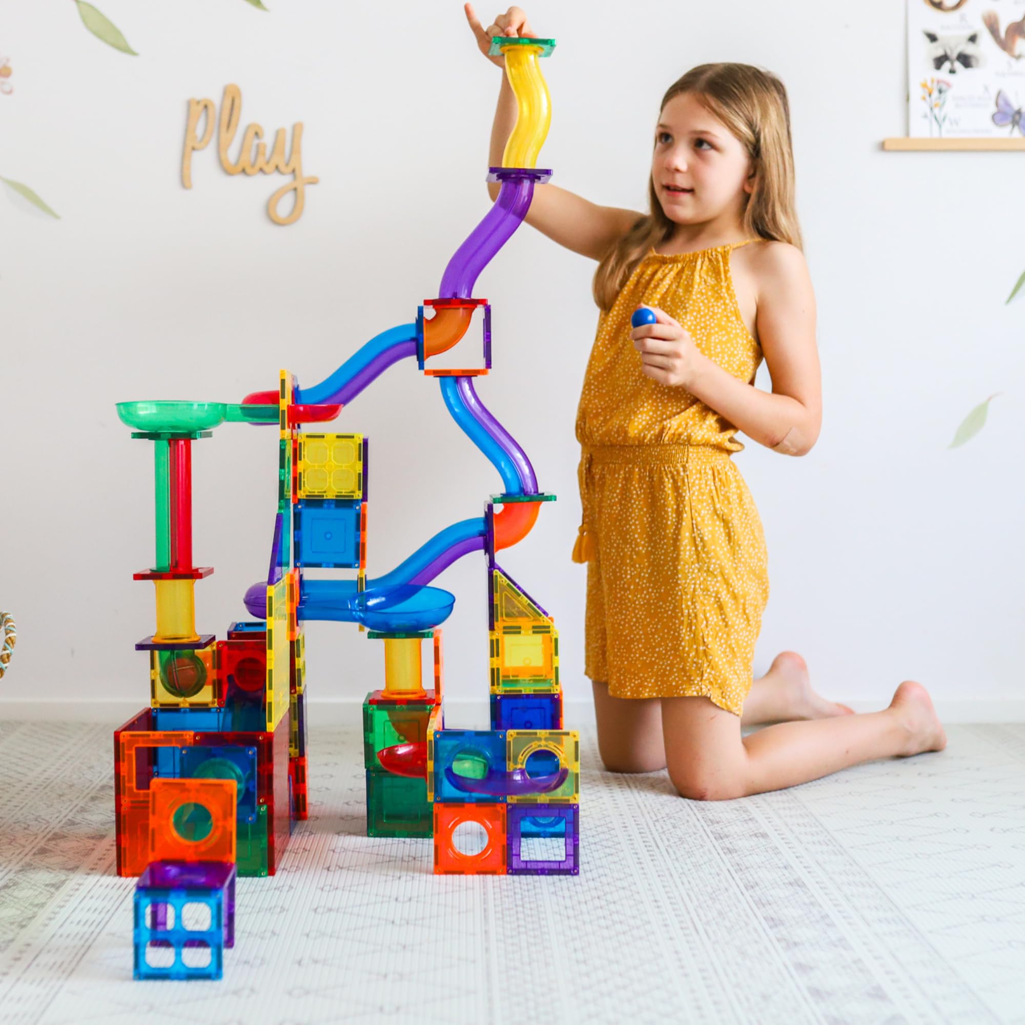 Learn & Grow Toys 88 PCS Run Expansion Pack, Ultimate Marble Race Track, STEM Building Toy & Learning Educational Track for Kids Ages