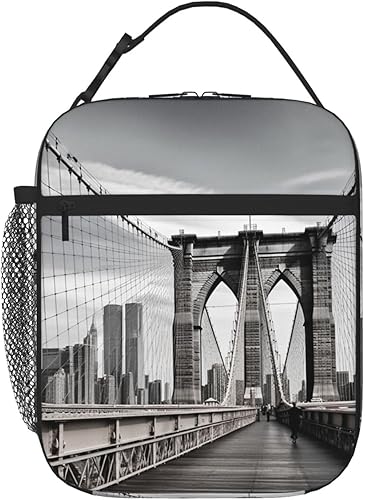 Brooklyn Bridge - Lonchera con estampado de puente para mujeres y hombres, bolsa de almuerzo reutilizable aislada, lonchera portátil, contenedor de