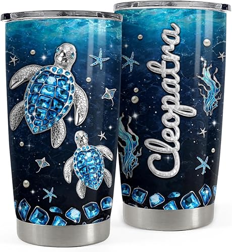 SANDJEST Vaso de tortuga personalizado de 20 onzas y 30 onzas con tapa, taza de viaje para café, taza para mujeres y niñas, diseño de tortugas, SANDJEST Vaso de tortuga personalizado de 20 onzas y 30 onzas con tapa, taza de viaje para café, taza para mujeres y niñas, diseño de tortugas,