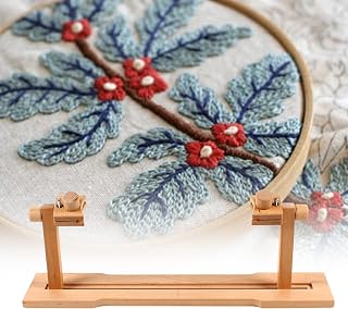 Stickständer Halterung aus Holz, Embroidery Stand/Tisch,Kreuzstich Rahmen Nähwerkzeuge 360° drehbar, einstellbarer Winkel und Höhe, für Handarbeiten, Freihändiger Stickrahmenständer