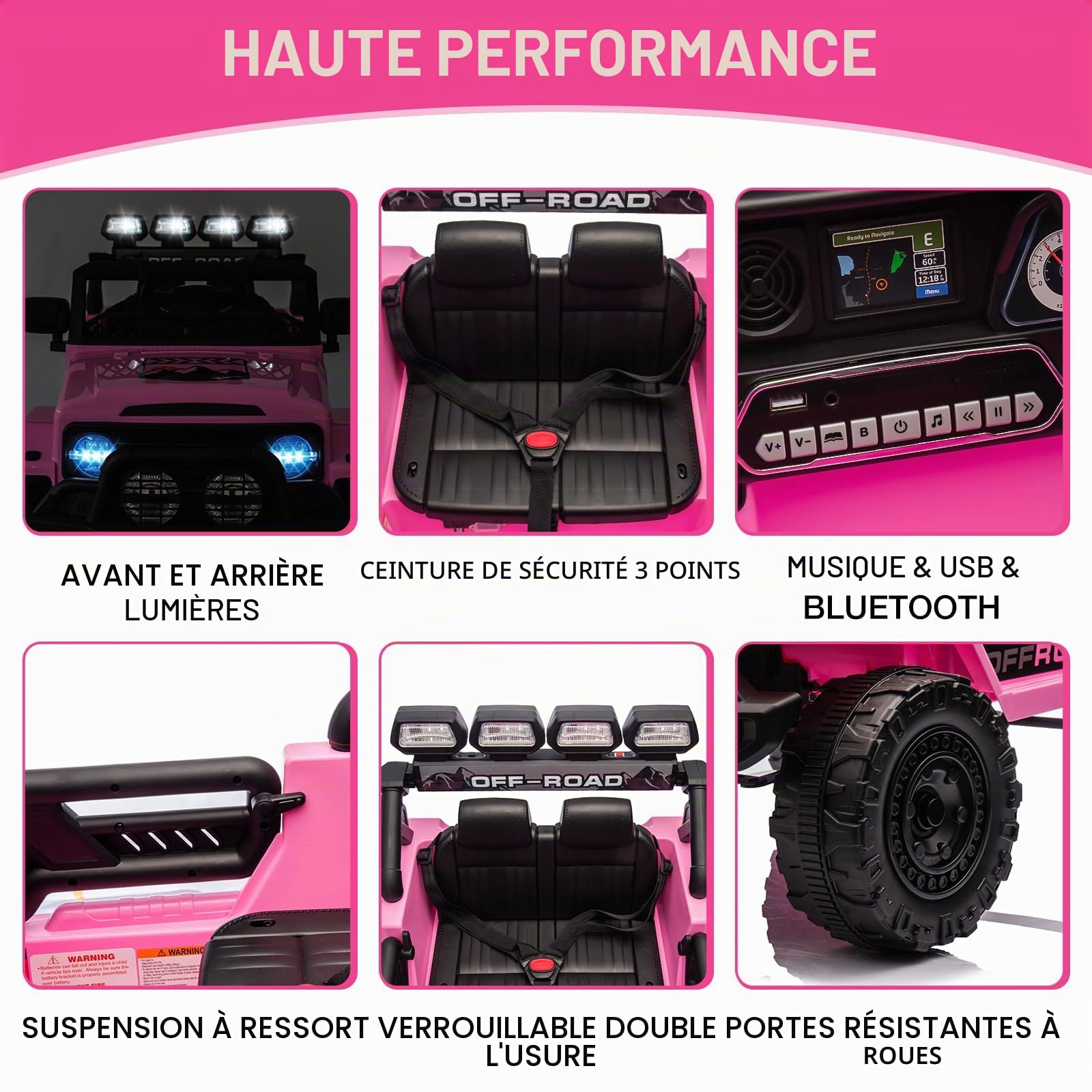 Garvee Voiture Électrique 12V, Véhicule Électrique avec Télécommande 2,4G, 3 Vitesses, Musique & LED & Klaxon, Auto Électrique pour Enfants 3+ Ans