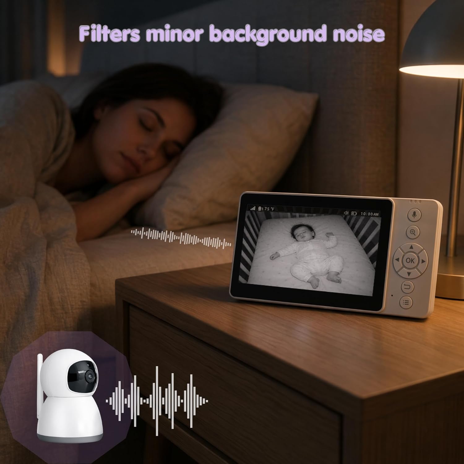 5" Baby Monitor with Camera and Audio, No WiFi 720P Video Baby Monitor, Stable FHSS Connection, Up to 2000ft Range, Whole-Home Coverage, Remote Pan-Tilt-Zoom, Night Vision, VOX, 2-Way Talk
