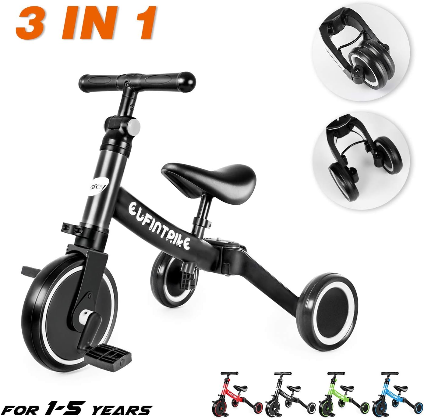 besrey 5-in-1 Kids Trike Lightweight Kids Tricycle Toddler Bike for 1-5 Years Old Ultimate Baby Bike