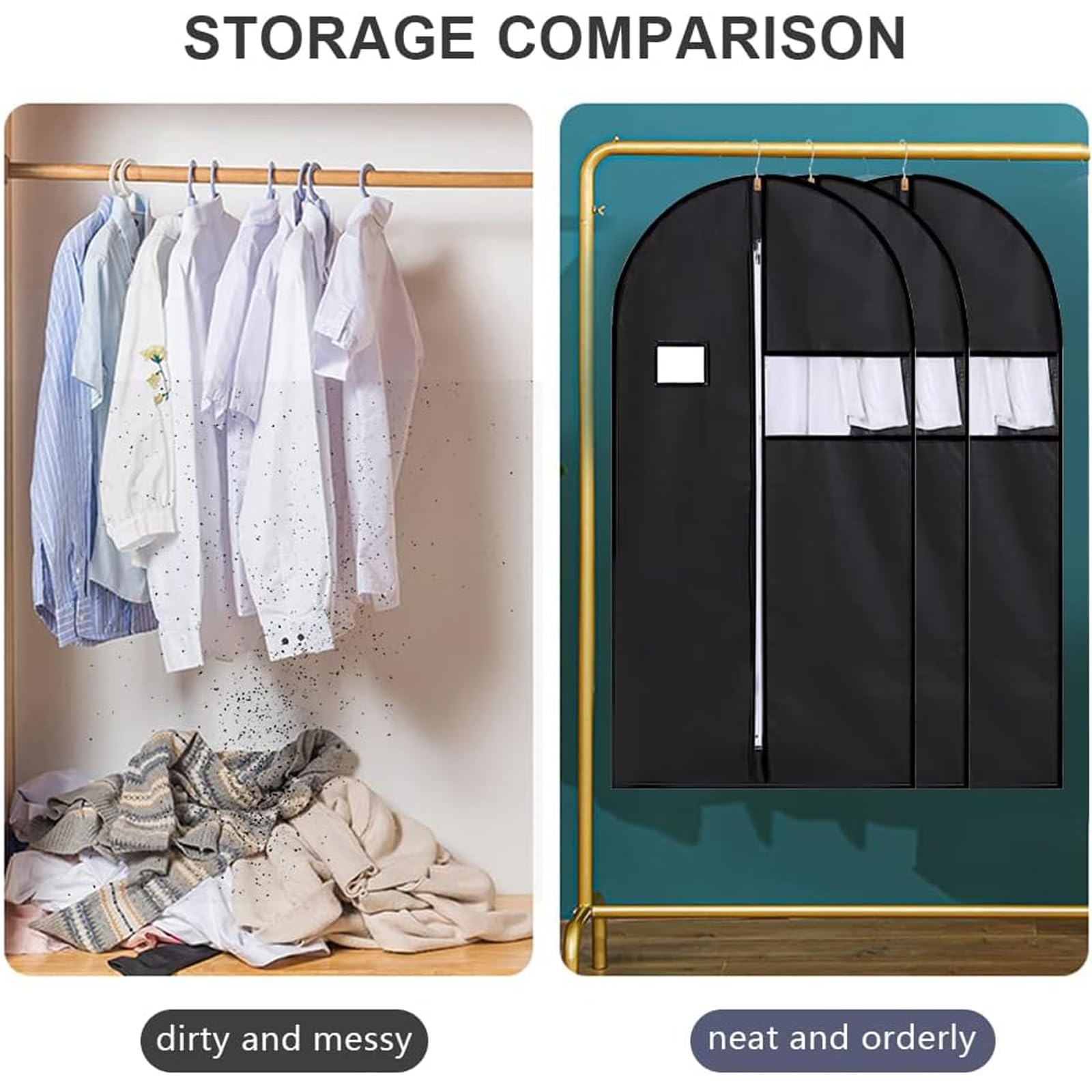 3D Rits Stof Kleding Cover Waterdichte Kleding Opslag Garderobe Pak Tassen Kast Hangers Case Kleding Cover Stofzak Opknoping Organizer