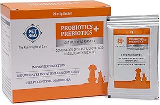 PROBIOTICS + PREBIOTICS Gut Wellness Formula for Dogs & Cats | Probiotic Supplement | Prevents Diarrhea & Indigestion | Cat & Dog Gut Health Supplement for Improved Immunity - 20 Sachets