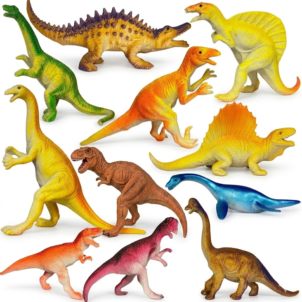 12PCs Colorful Dinosaur Animal Toys for Kids 3+| Attractive Forest Prehistoric Dino Animals Toy Janwar Action Figure Playset for Boys | Girls Birthday Gift for Children Decor & Education Items-image-4