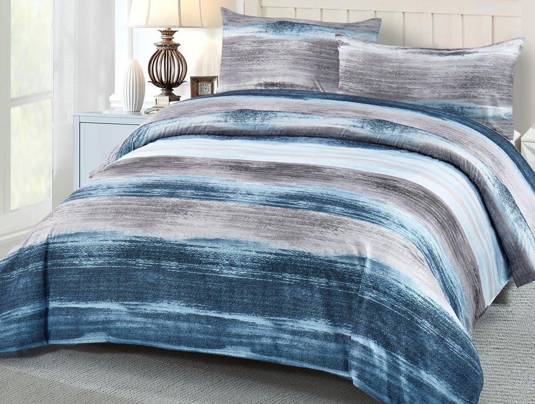 COTTON ARTean Funda Nórdica Cama 200 LOMBA Microfibra Cepillada Gris | Incluye 3 piezas: F.Edredón 280x240 + 2 F.de Almohada Cierre Botones. Certificado OEKO-TEX