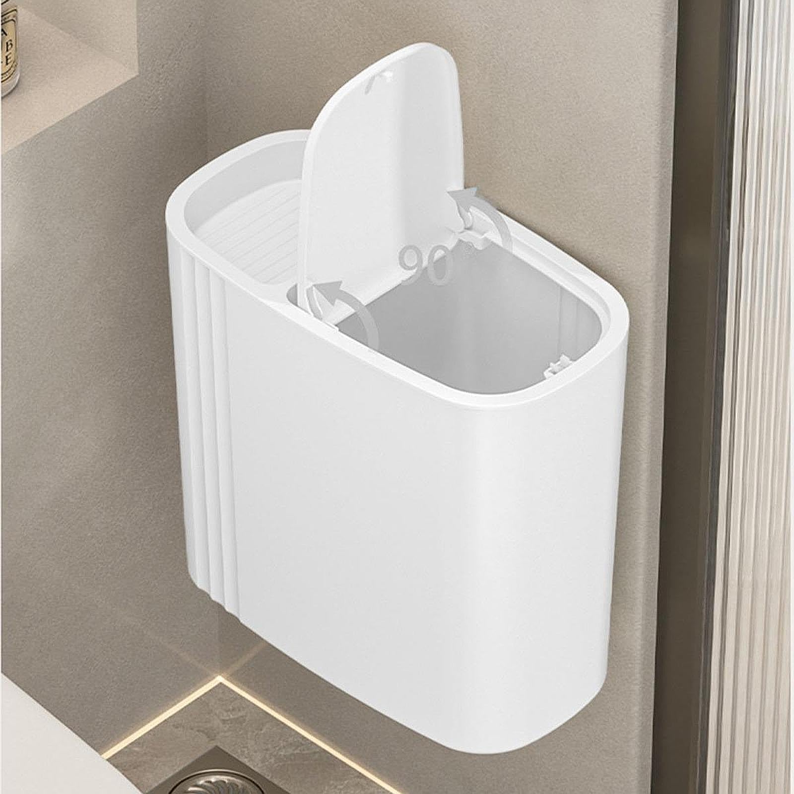rockible Pattumiera da Bagno con Coperchio, Compatta, Rettangolare, Piccola E Sottile, da 12 Litri, per Casa, Bagno, Soggiorno, Lavanderia, Bianco