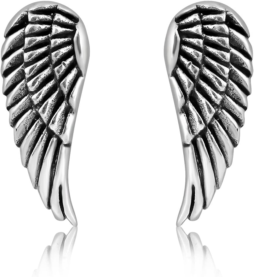WithLoveSilver 925 Sterling Silver Charm Angel Wing Stud Earrings