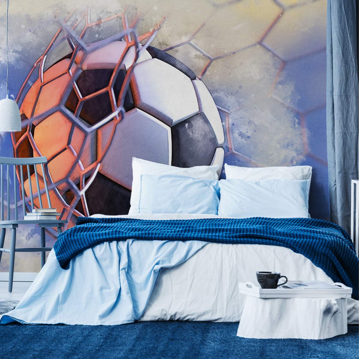 Papel pintado fotográfico con estructura de vinilo para sala de estar, portería de fútbol, 312 x 219 cm, papel pintado para pared moderno XXL, 312 x 219 cm