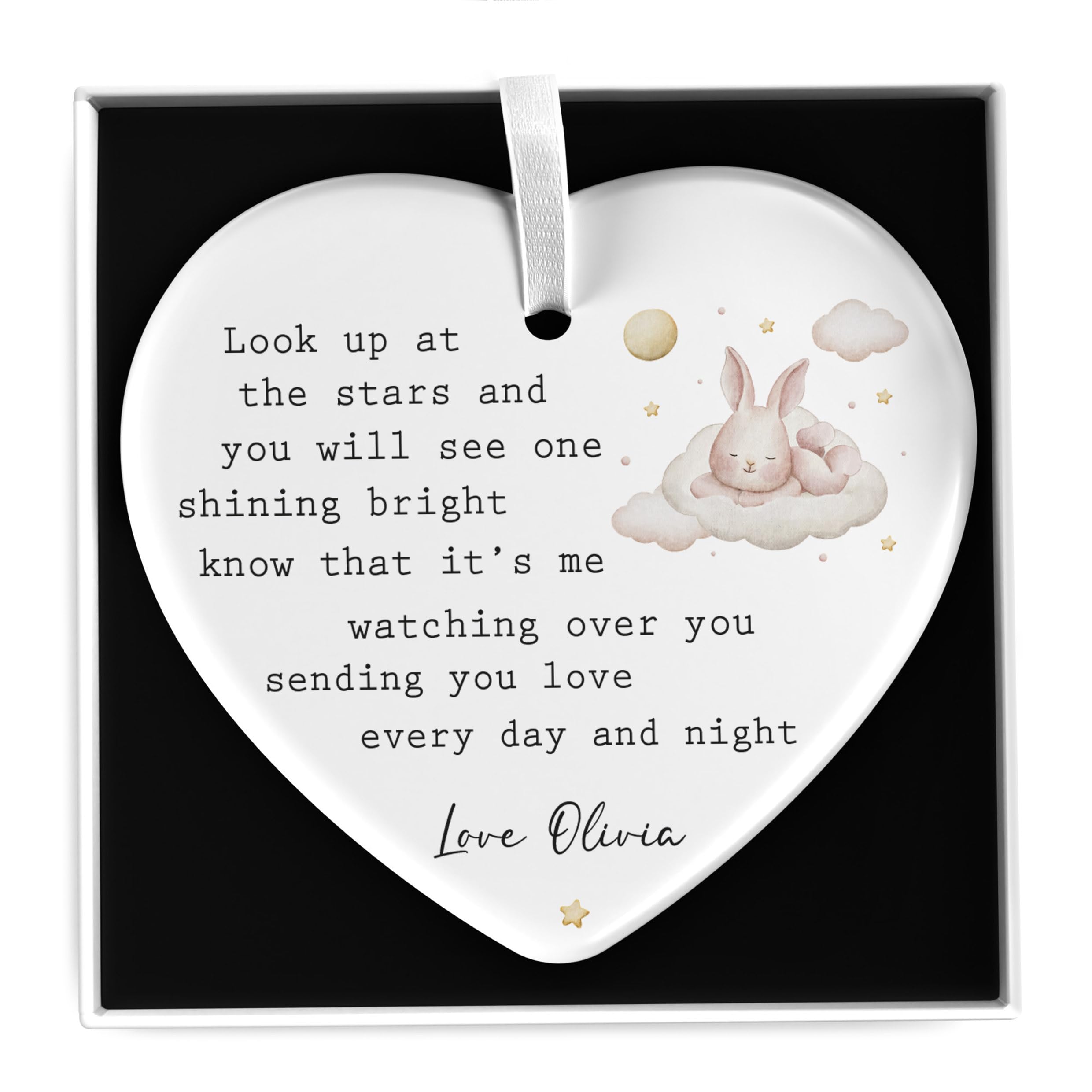 Beecreative Personalised Baby Memorial Ornament Plaque, Stillborn Baby Memorial Keepsake, Watching Over You, Miscarriage Gift For Mum Dad, With Gift Box