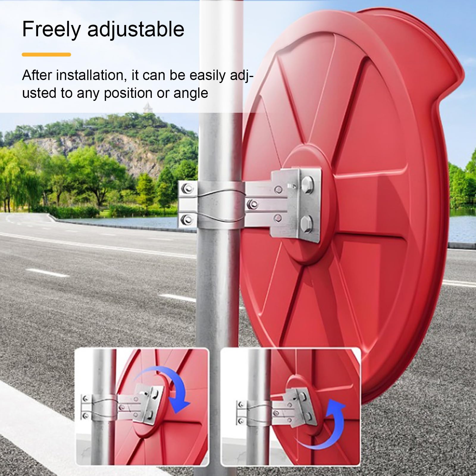 Specchio Convesso Rotondo, Sicurezza da Traffico Specchio Grandangolare Regolabile a 230° for Garage, Magazzino, Scuola, Negozio, Ufficio, 45/60/80cm
