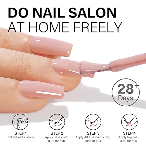 Miniatura 4 de AILLSA Esmalte de uñas de gel marrón caramelo, esmalte de gel color marrón caramelo, esmalte de gel neutro color nude moca neutro tono de piel para