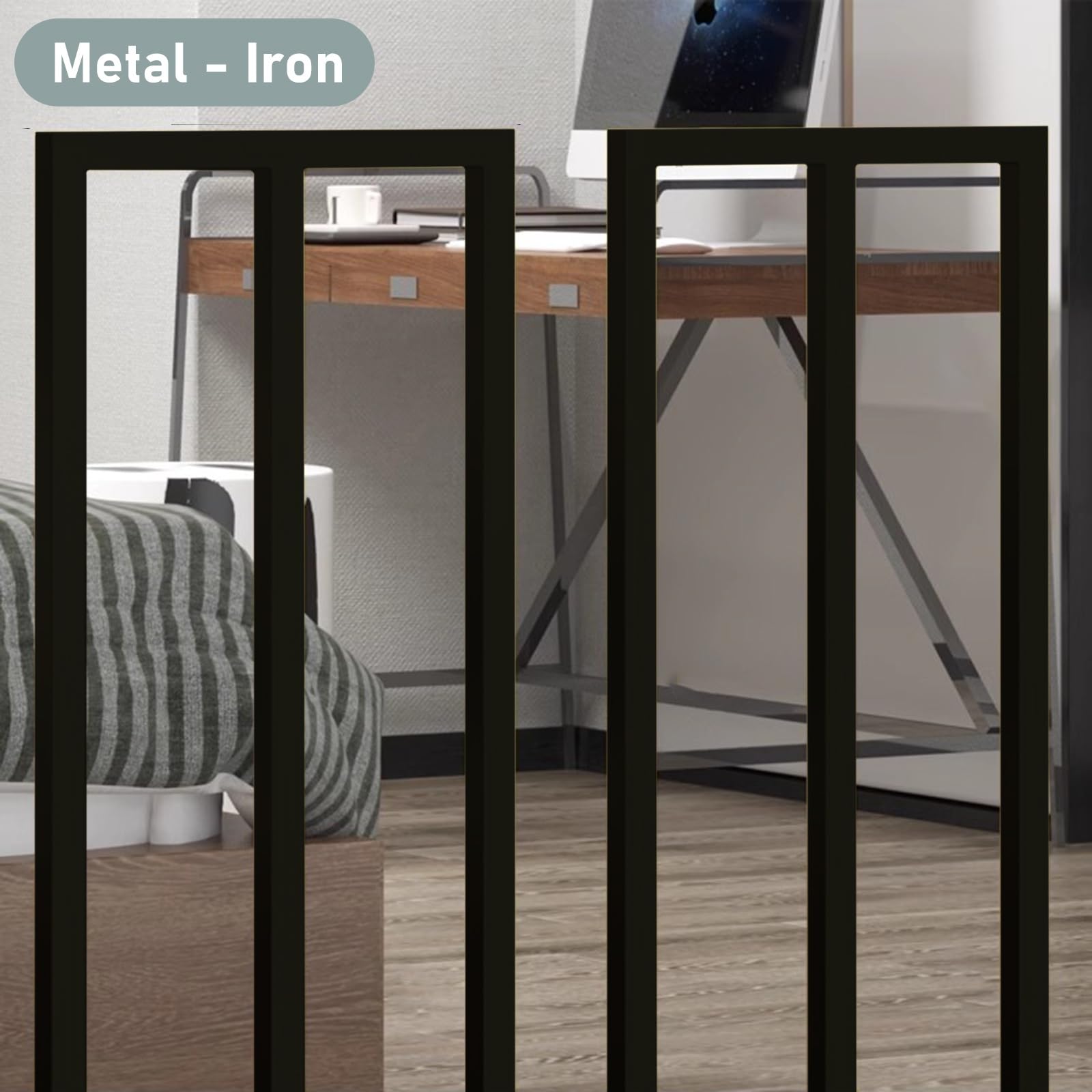 Palo per corrimano Quadrato in Ferro Nero per Scale, corrimano per soffitta, balaustre a Forma di U/M in Stile Industriale per Veranda, terrazza, Interno ed Esterno