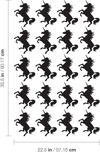 Miniatura 2 de Juego de 20 calcomanías de vinilo para pared, patrón de unicornios, 5 x 4 pulgadas cada uno, hermosos adhesivos femeninos, calcomanía de unicornio