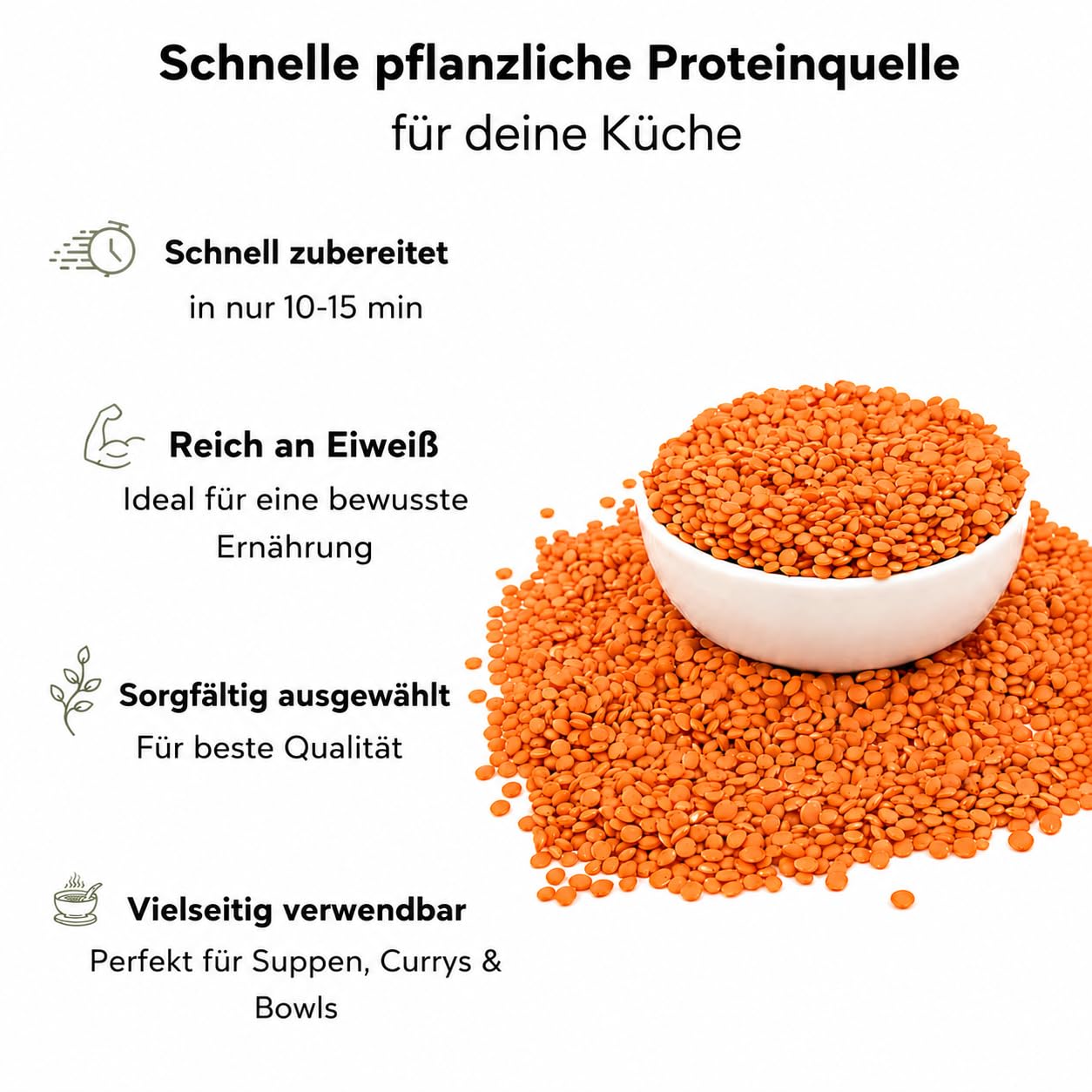 SoleilFOOD Rote Linsen 25 kg Sack – Red Lentils Mercimek Hülsenfrüchte | Feinste Qualität