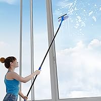 Vista 6 de VITEVER Herramienta Limpiadora Profesional de Escobilla de Goma para Ventanas de 69'' con Poste de Extensión, Escobilla de Goma 2-en-1 para Kit