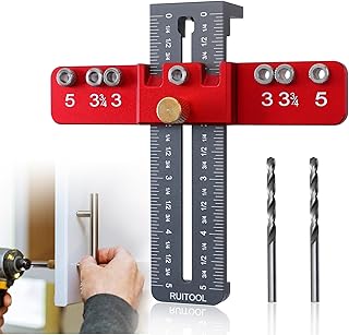 Cabinet Hardware Jig Tool, Aluminium Alloy Cabinet Handle Install Template Tool, Adjustable Punch Locator Drill Template Guide, Cabinet Hole Drilling Template for Handles and Pulls