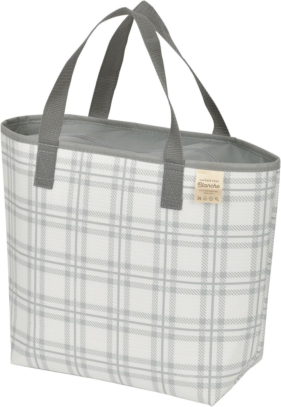 Captain Stag UT-521/UT-522/UT-523/UT-524 Cooler Bag, Foldable and Storeable [Capacity 4L/8L/10L] Gray/Checkered Blanche