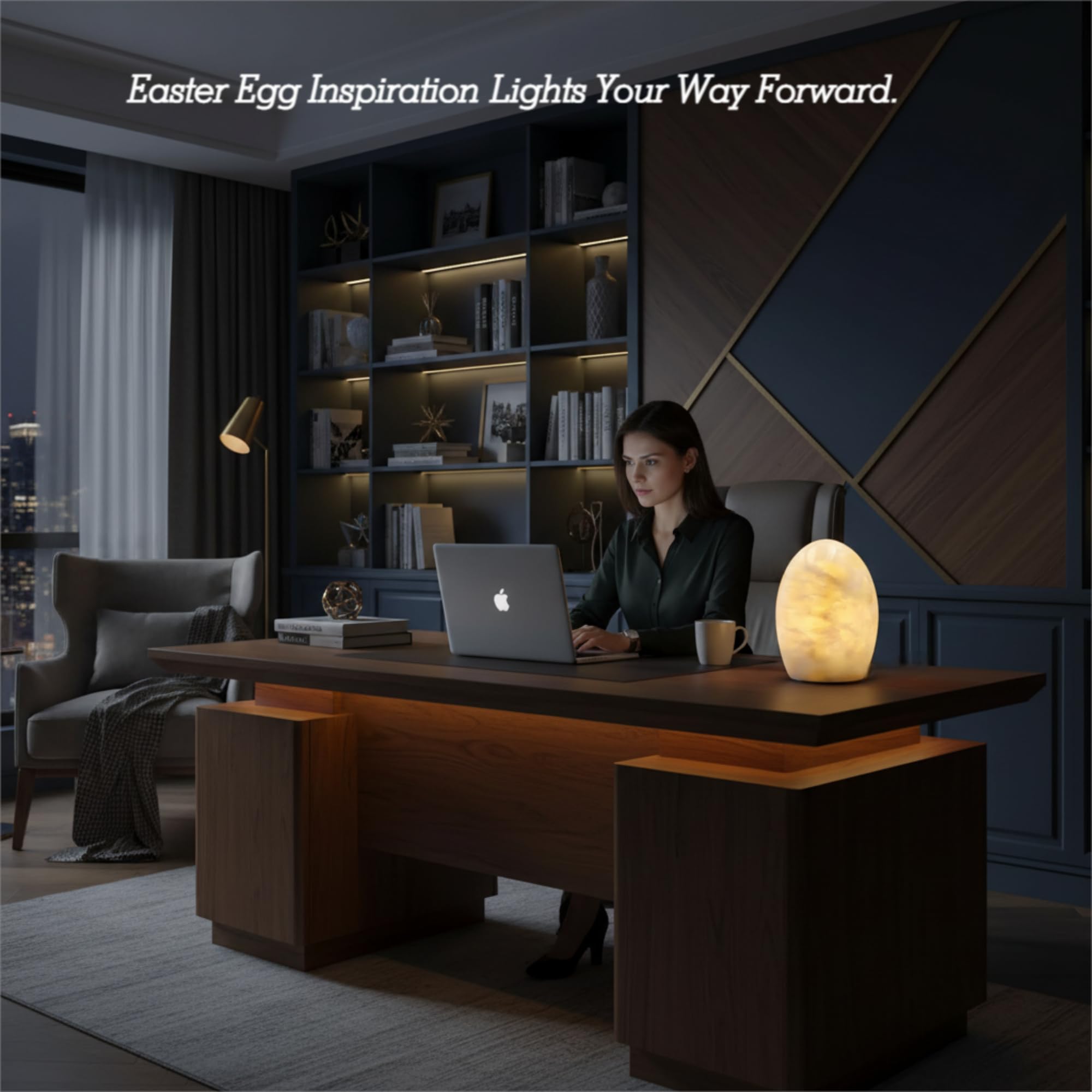 Lampada da tavolo a forma di uovo di Pasqua in marmo, lampada da tavolo da scrivania, comodino, lampada da comodino per soggiorno, 3 livelli di luminosità, luce notturna a LED per ufficio, patio