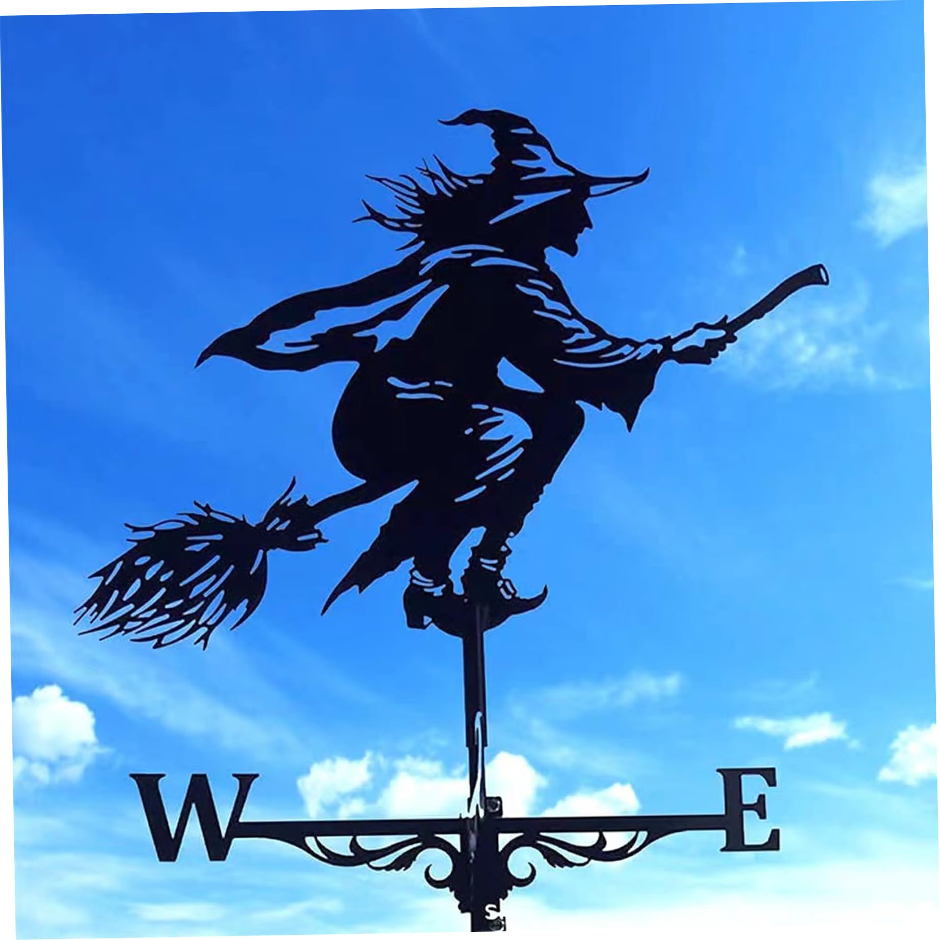 Wetterhahn Wetterfahne für Garten Hexenwetter Vane für Gartenschuppen Hexenwind Vane 37x60 cm Metall Black Hohlwind Richtung Indikator Dachhalterung für Farm Yard Gavoebo Dekor