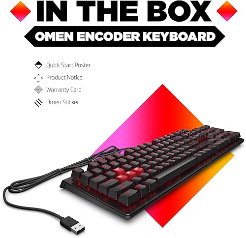 Miniatura 4 de HP OMEN Encoder Teclado mecánico personalizable para juegos con teclas rojas Cherry MX, rollo completo de tecla N, retroiluminación LED, USB