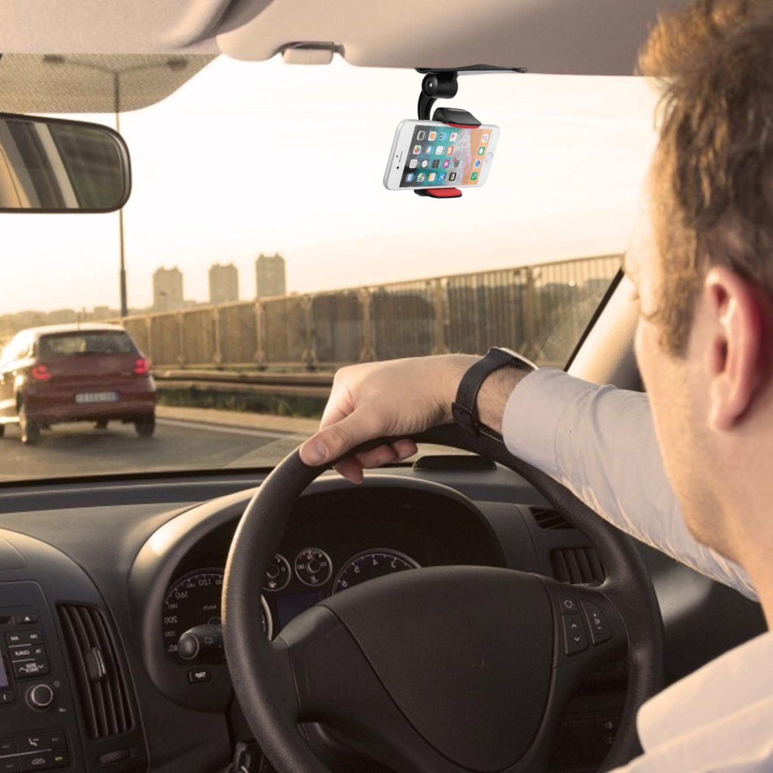 Gatuida 3pezzi Supporto Per Smartphone Da Auto Con Rotazione Montaggio Su Parasole Specchietto Retrovisore e Pannello Strumenti Facile Accesso e Telefono Design Elegante e Pratico Per