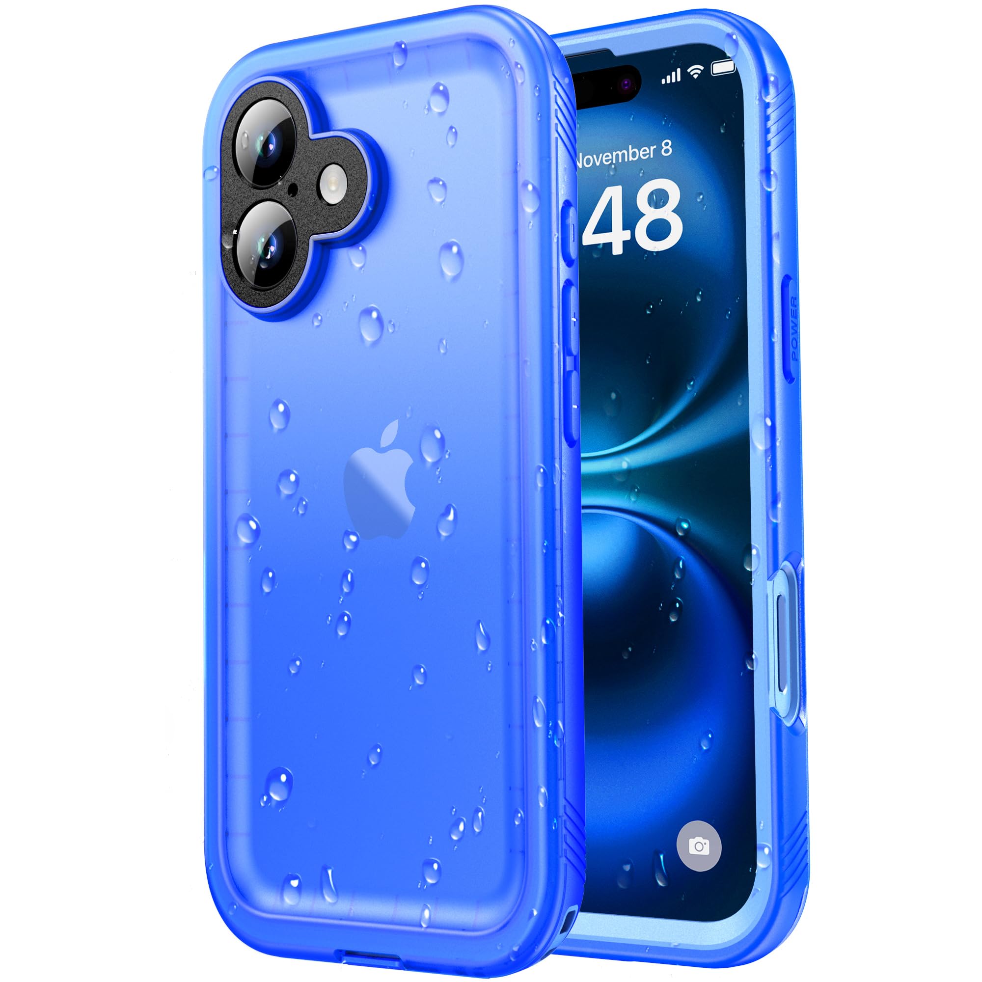 SPORTLINK for iPhone 16 Plus Waterproof Case, Blue | Military-Grade Heavy-Duty 360° Full-Body Protection with Built-in Screen & Camera Protectors,