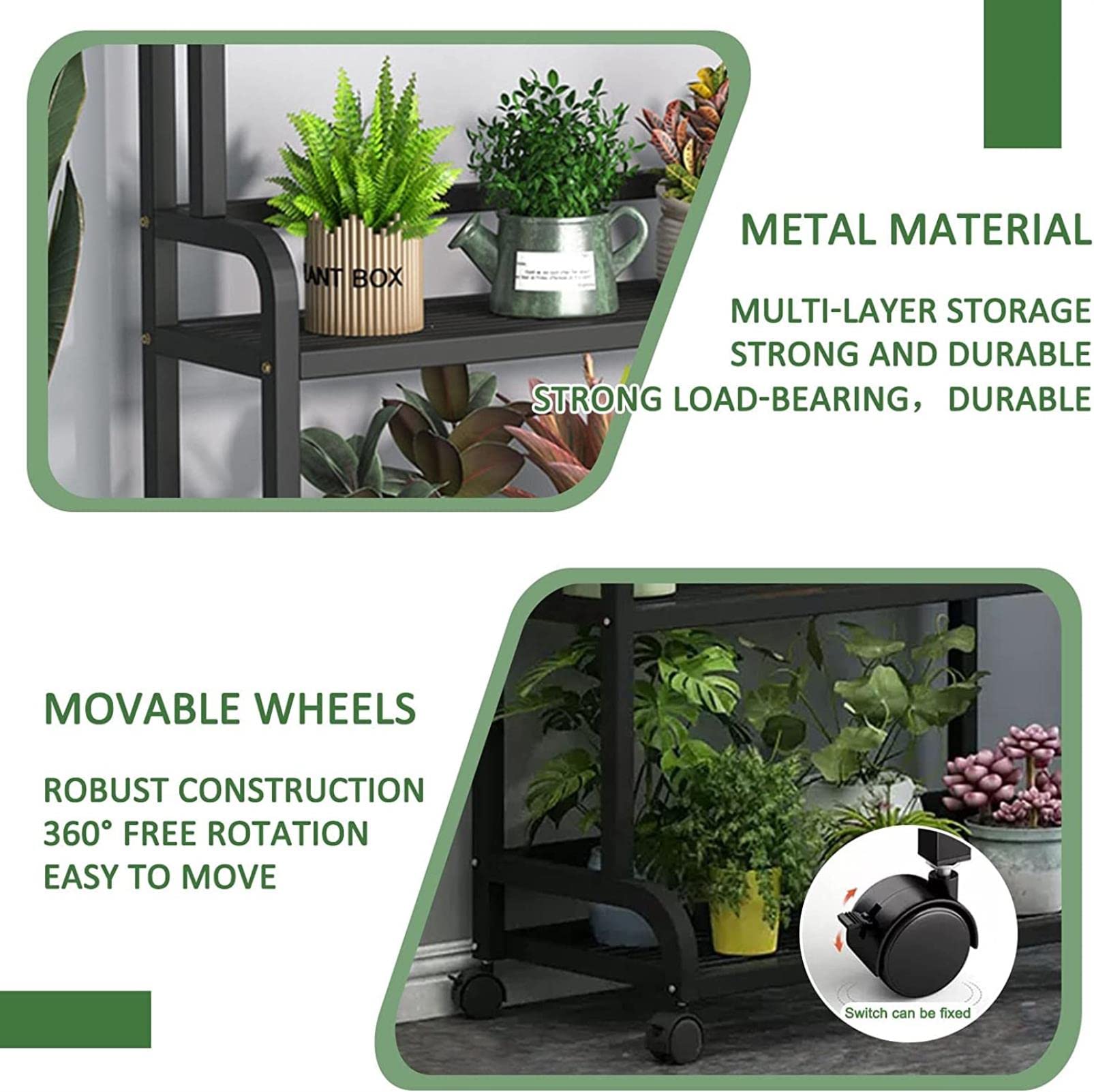 Support échelle de jardin à 3 niveaux pour bonsaï extérieur et intérieur - 107 cm de haut - Support en métal noir