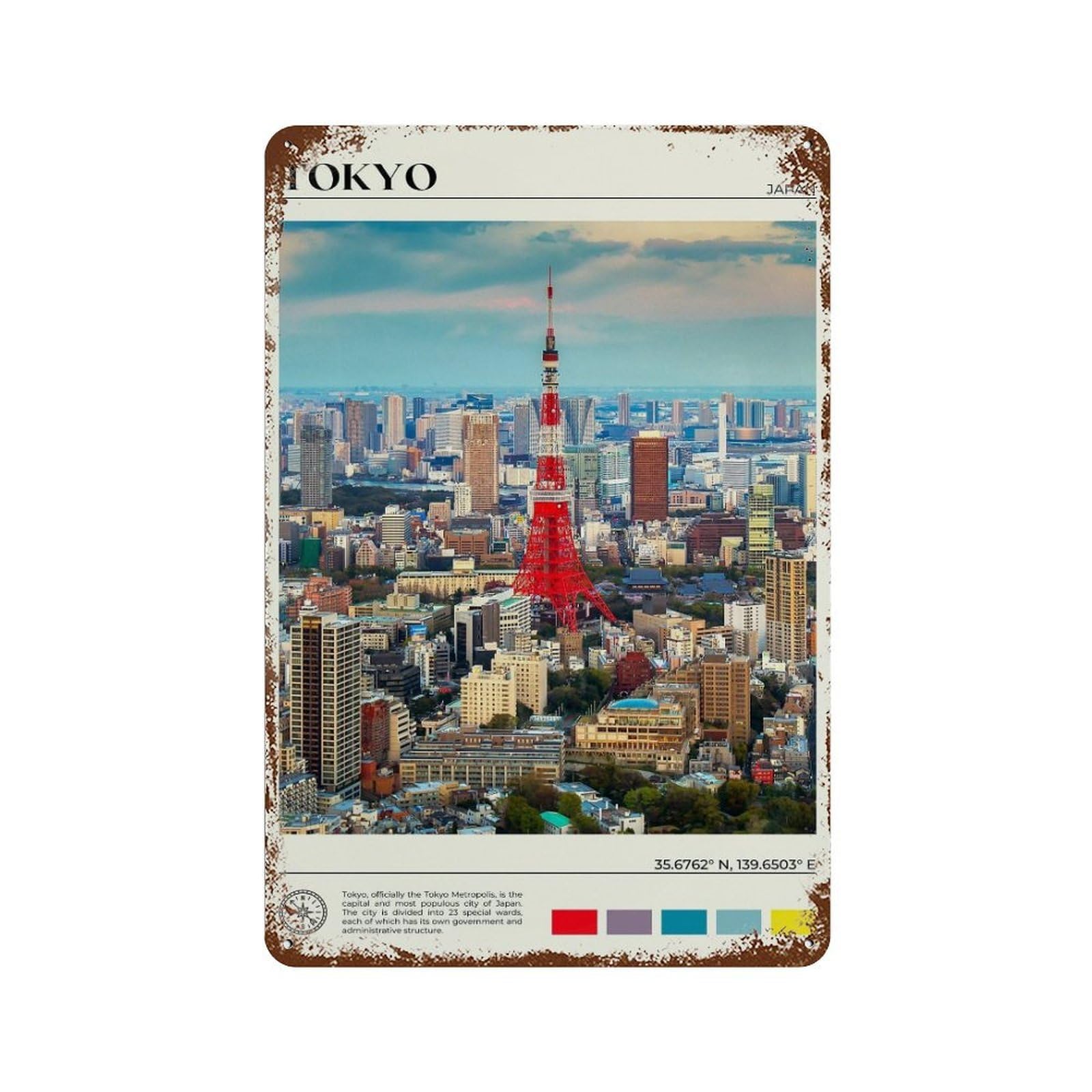 xiaoxiaoshen Real Photo Tokyo Decor Japan Asia Wall Decor Art Metal Tin Poster Modern Home Decor Art Home Bar Shop Decorations Vintage Sign 30x20cm