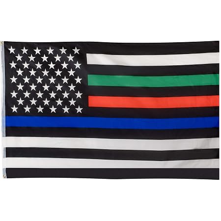 Embroidered Thin Blue Green Red Line Flag 3x5 Police Fire Military USA Thin Line