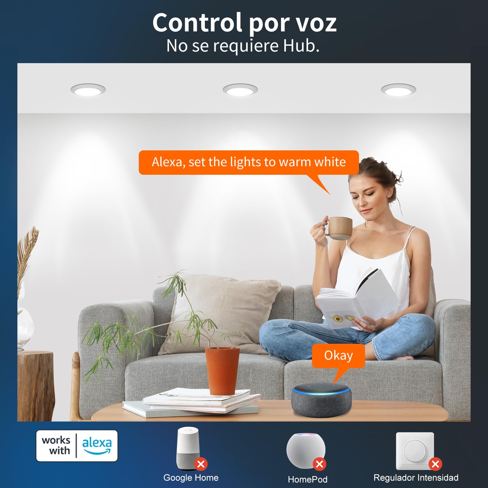 DUSKTEC Downlight LED Empotrable Inteligente Alexa, Foco Empotrables Techo Redondo Blanco, 2700K-6000K Regulables, Smart Ojos de Buey de LED Bluetooth para Baño Salón Cocina, Controladas por APP