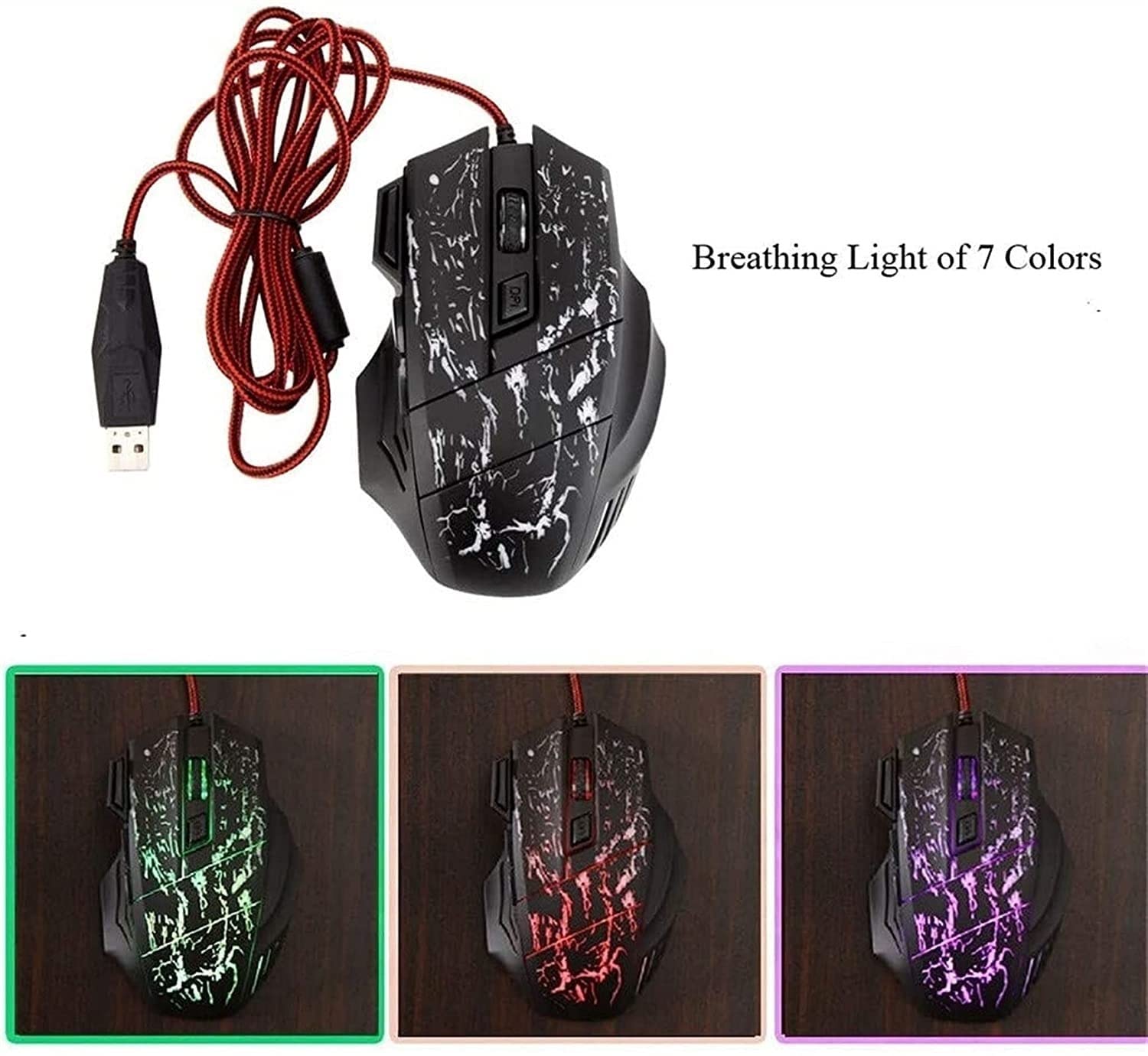 Gaming Keyboard Mouse Cuffie e Mouse Kit PORTATO Retroilluminato cablato