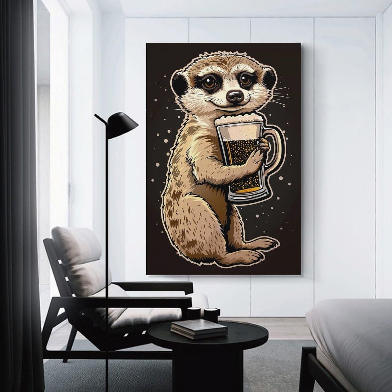 Junmoney Canvas Wall Picture Meerkat Beer, 20x30inch(50x75cm), for Sofa Walls, Lounge Or Home Corners, Canvas Styling for A Polished Room Look