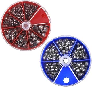 2 Cajas Plomos Pesca,anzuelos redondos para pesca,Plomo De Pesca para Pescar con Peso de Balsa,Plomo De Pesca para Pescar con Peso de Balsa,Split Shot Plomos Pesca