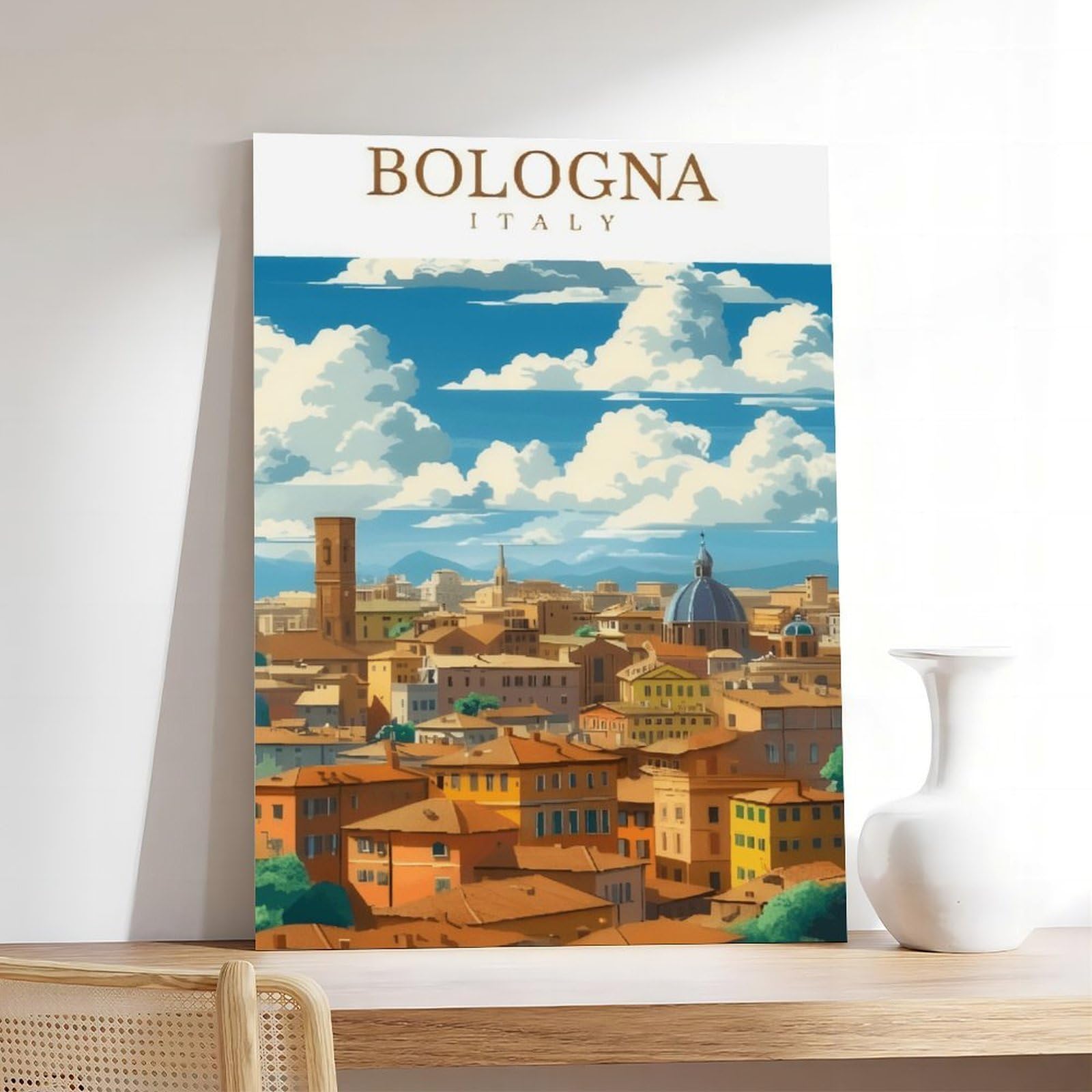 Poster su tela a tema viaggi Bologna, Italia (2), decorazione per camera da letto, ufficio, stanza, regalo, 40,6 cm L x 61 cm W