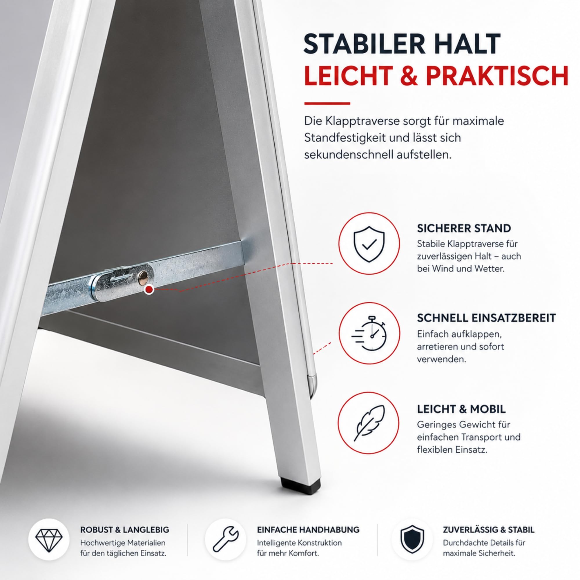 OfficeMarshal Kundenstopper DIN A1 - mit Alu Rahmen 25mm - beidseitig für 2 Plakate -inklusive Schutzfolie - wetterfester Plakatständer - Gehwegaufsteller Werbetafel