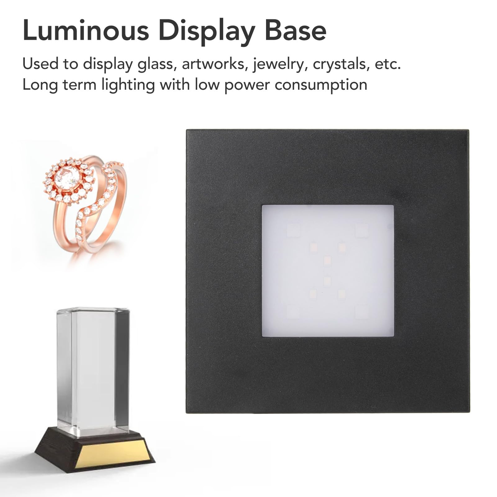 Piedistalli di Visualizzazione, Piatto di Visualizzazione del Supporto Illuminato per Opere d'arte in di Vetro Decorazione per Feste Natalizie Base Luminosa a LED,