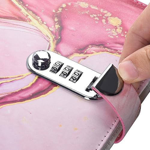 Vista 2 de Diario con cerradura con contraseña A5 de cuero sintético, con combinación de bloqueo, cuaderno tipo diario con bloqueo